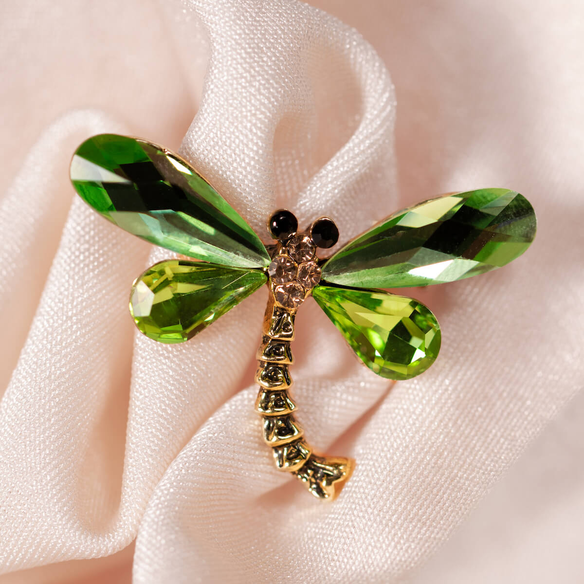 Insect brooch large fly, crystals and pearls
