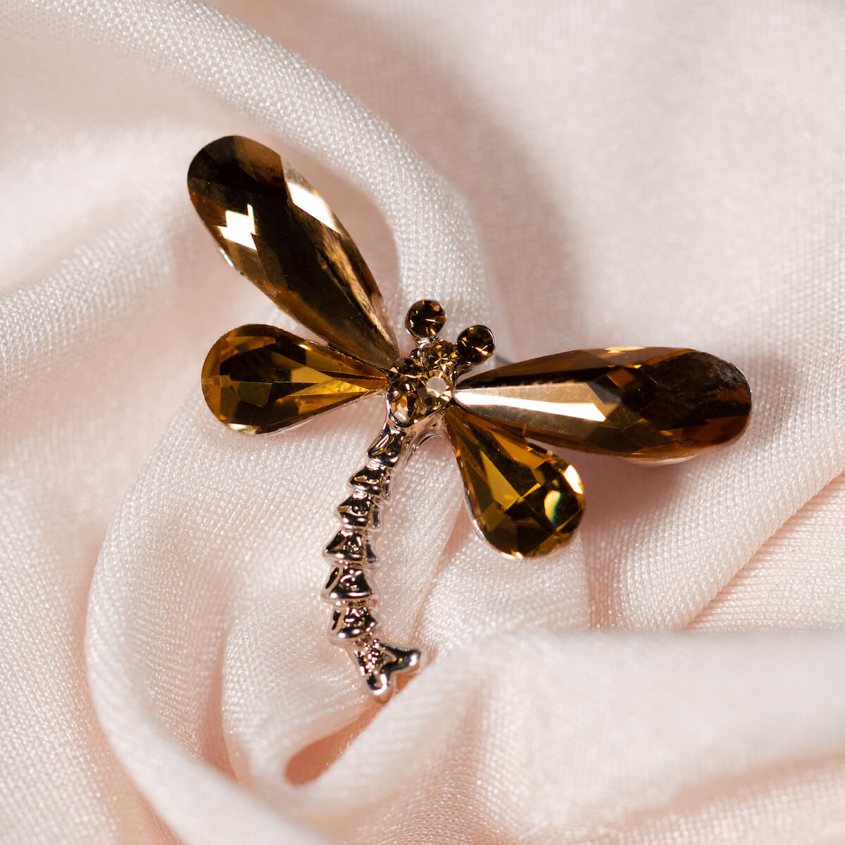 Insect brooch large fly, crystals and pearls