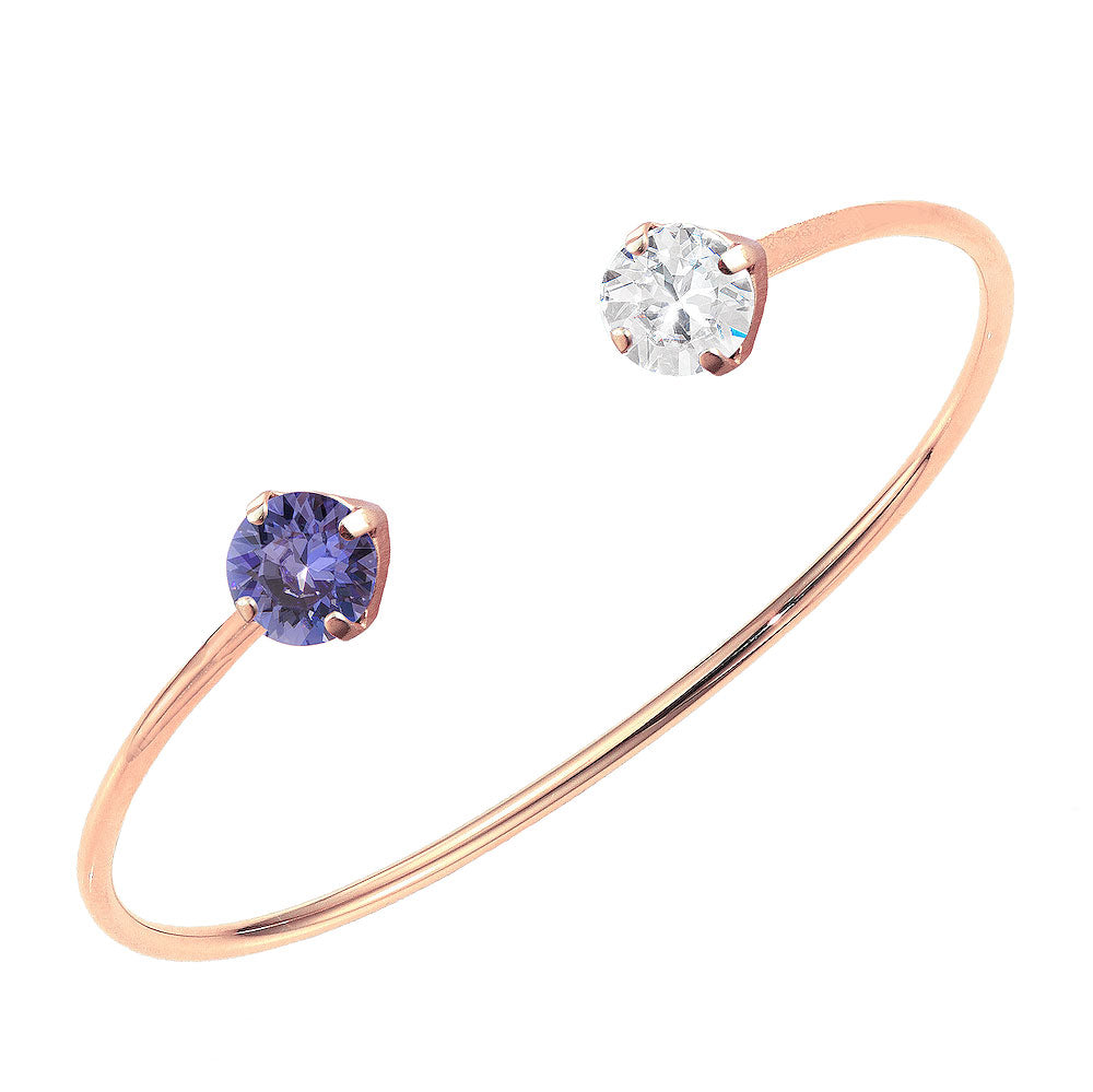 Goldenrose rokassprādze Swarovski ar tanzanita un  caurspīdīgu kristālu