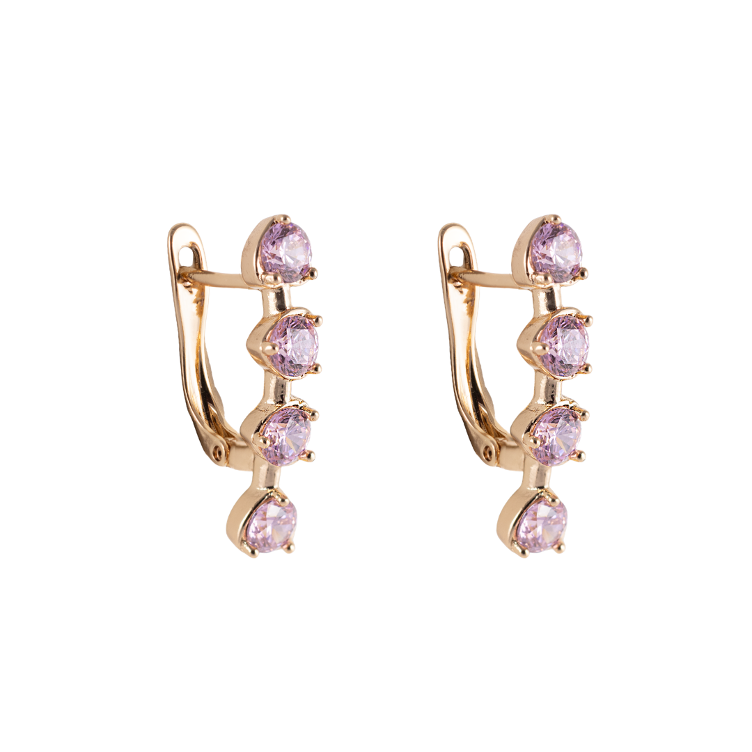 Eleganti auskari ar rozā kristāliem 'ELEVEN'