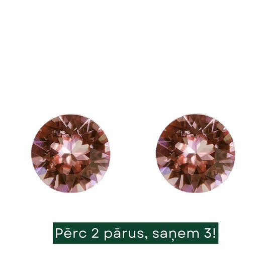 Stud earrings, 8mm crystal