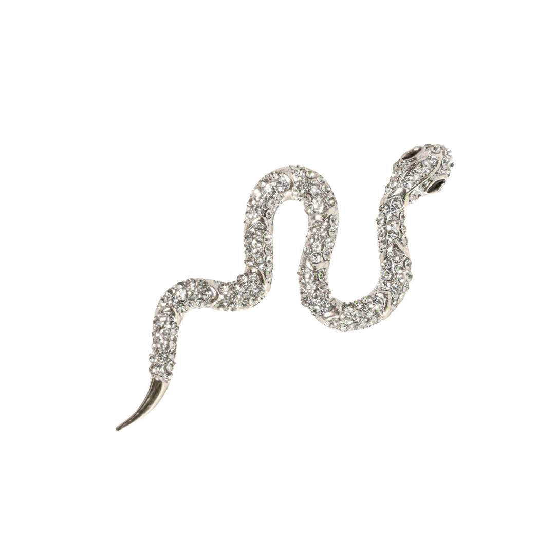 Broša ar sudraba kristāliem čūskas formā