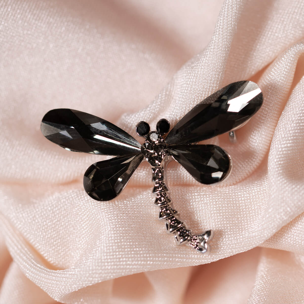 Insect brooch large fly, crystals and pearls