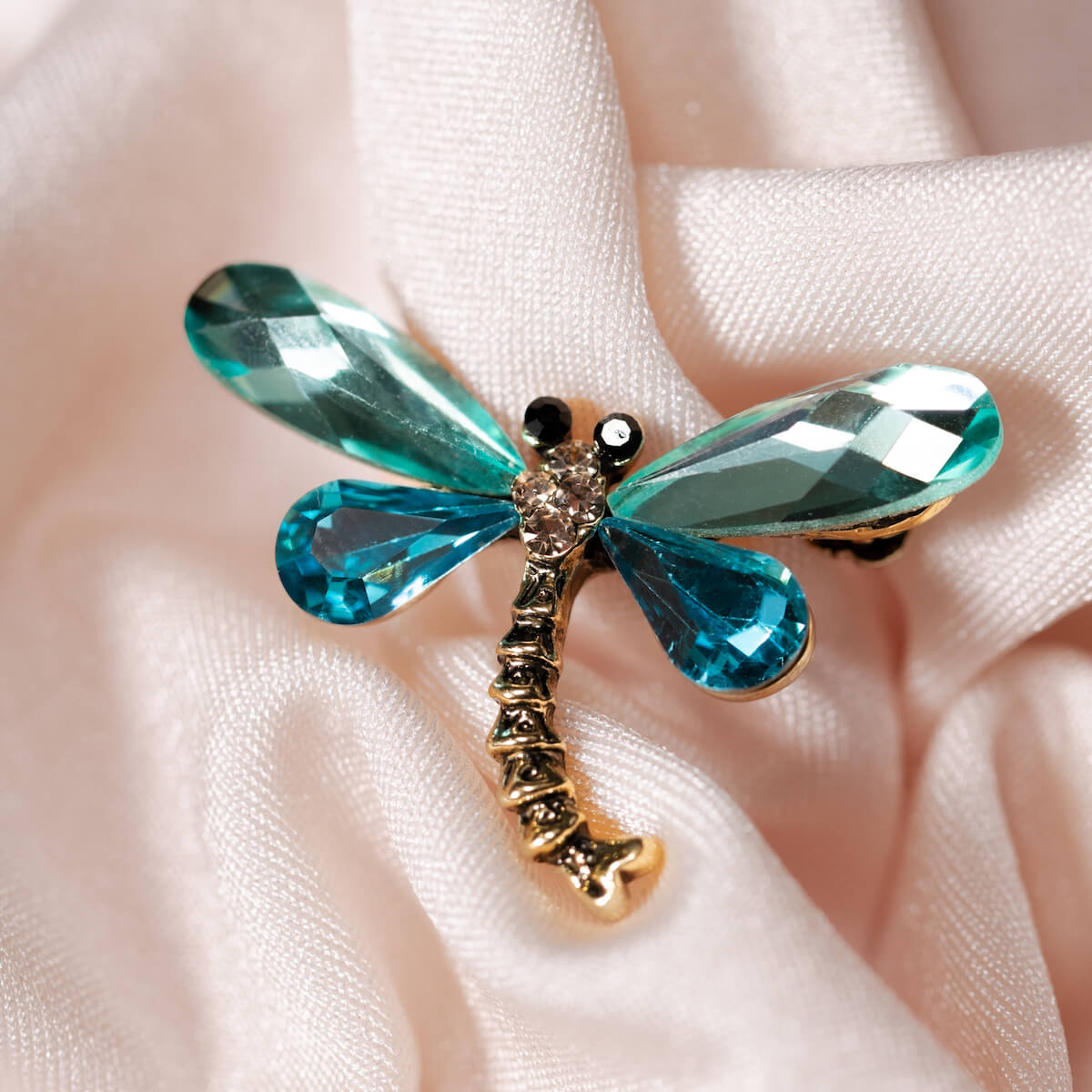 Insect brooch large fly, crystals and pearls