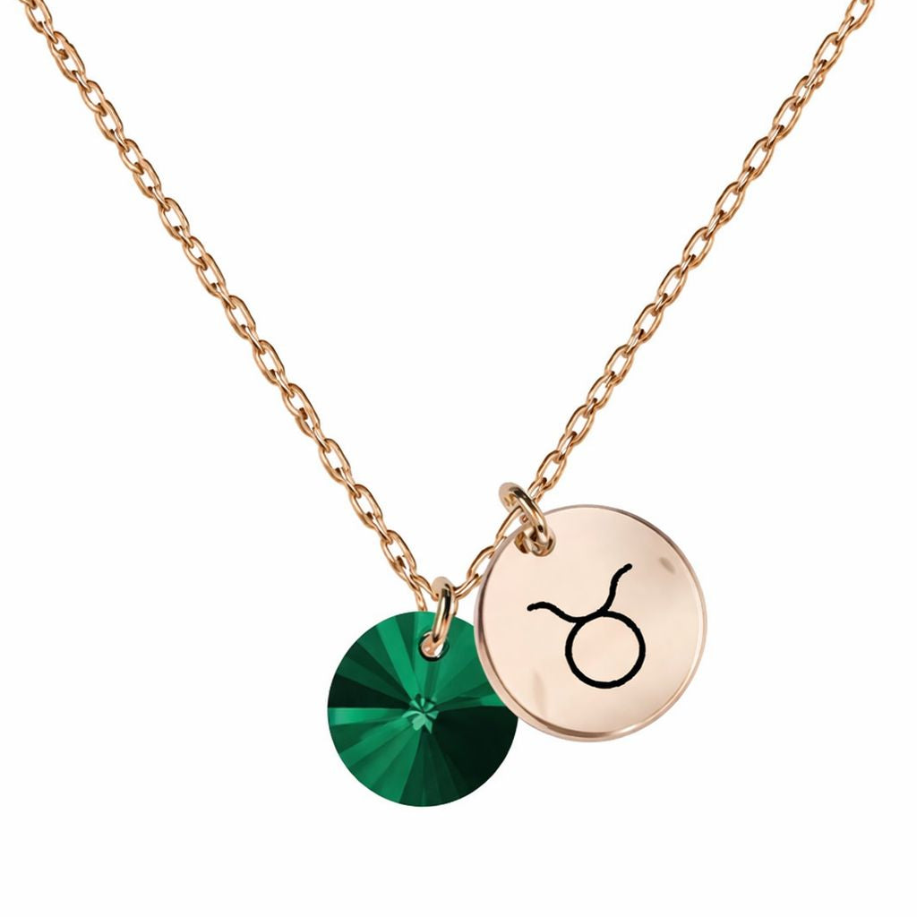 Kaklarota ar zodiaku un sarkanu kristālu