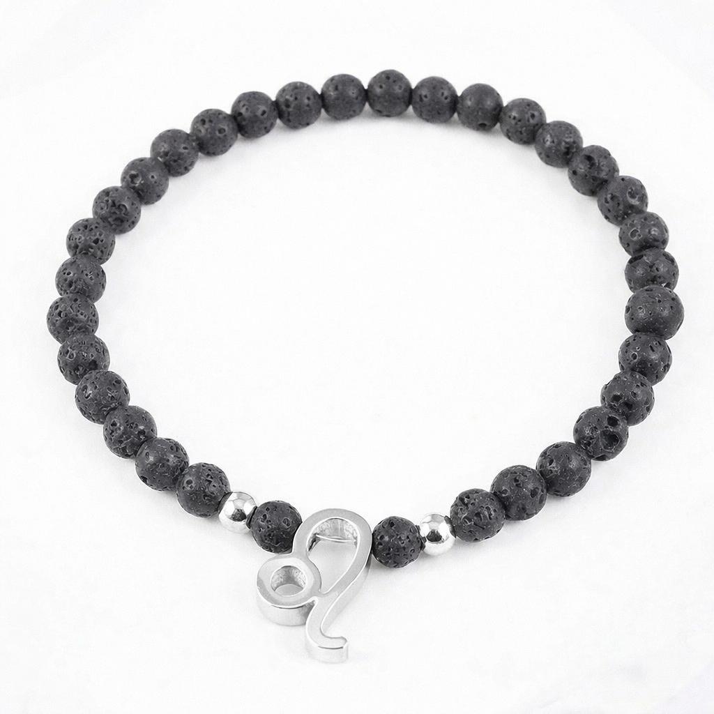 Lavas akmens rokassprādze ar horoskopa zīmi