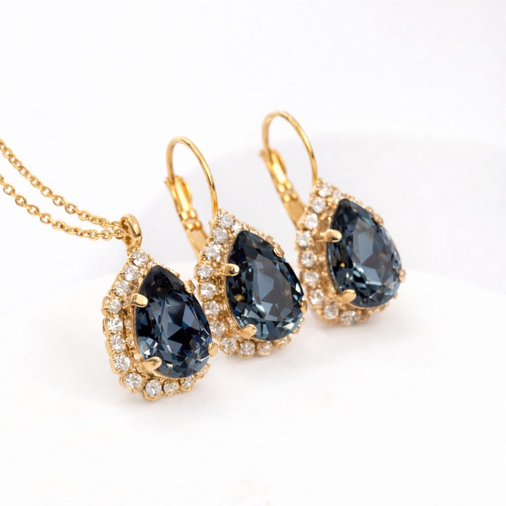 rotu komplekts zelta ar lāsītes kristāliem montana