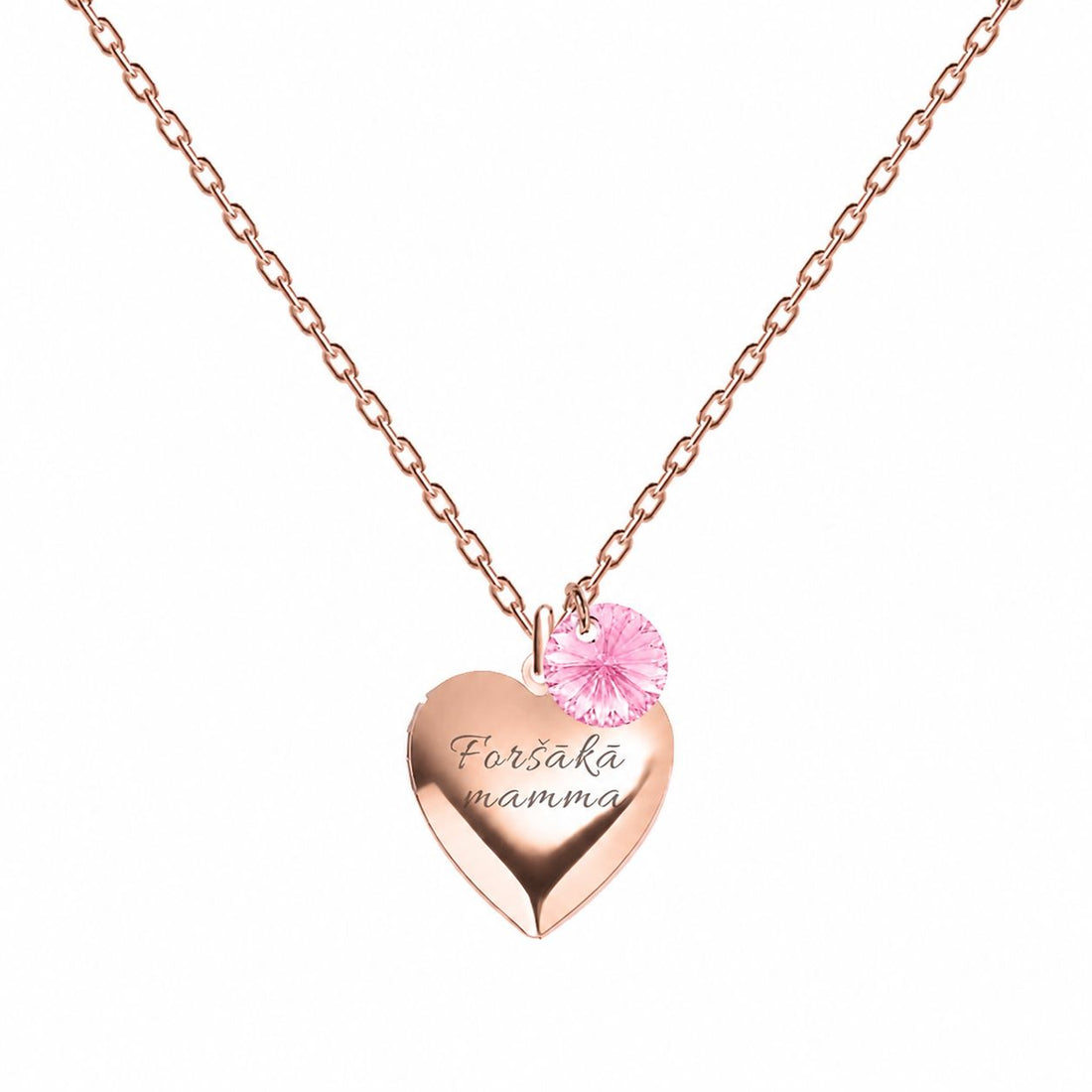 Necklace with personalized engraving on an openable heart pendant