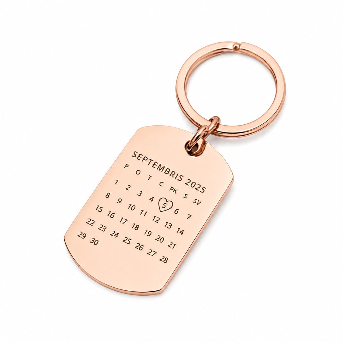 Personalized keychain with calendar or text