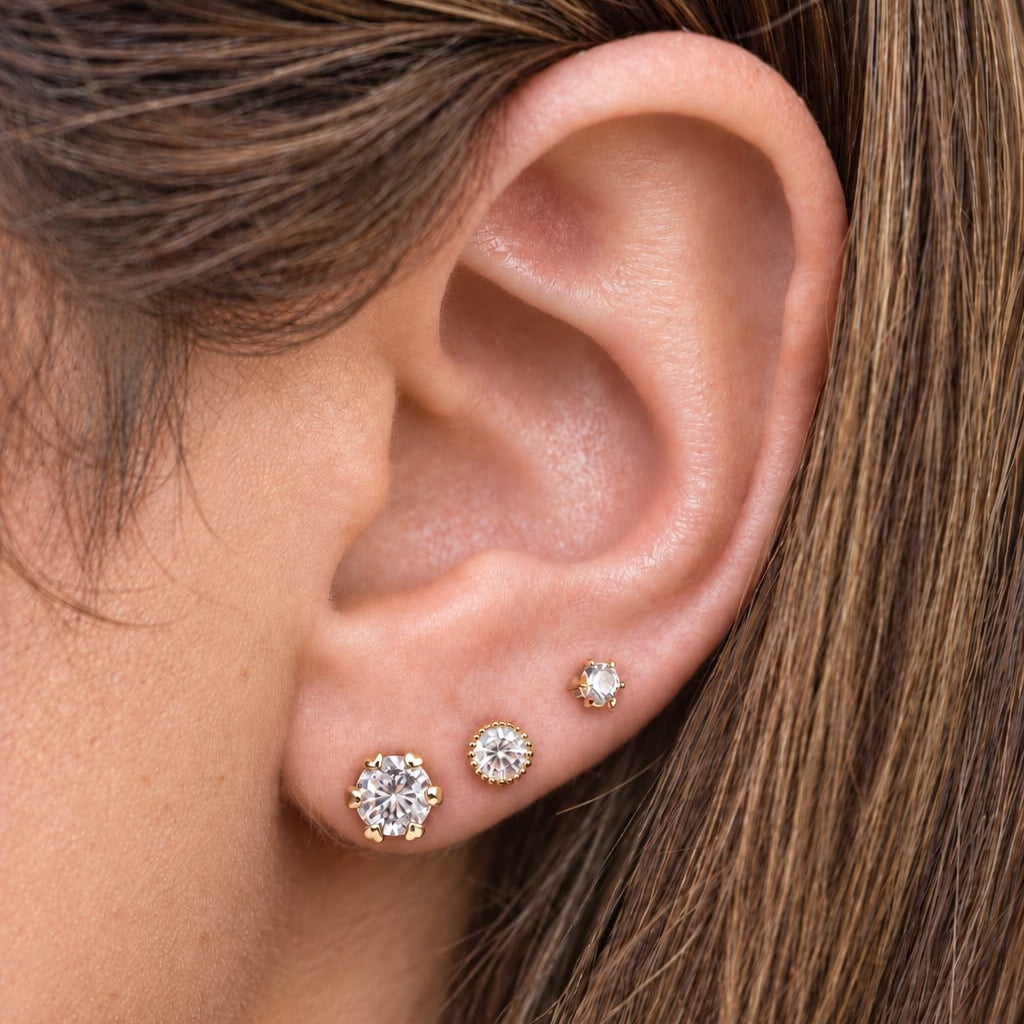 Everyday stud earrings with crystals