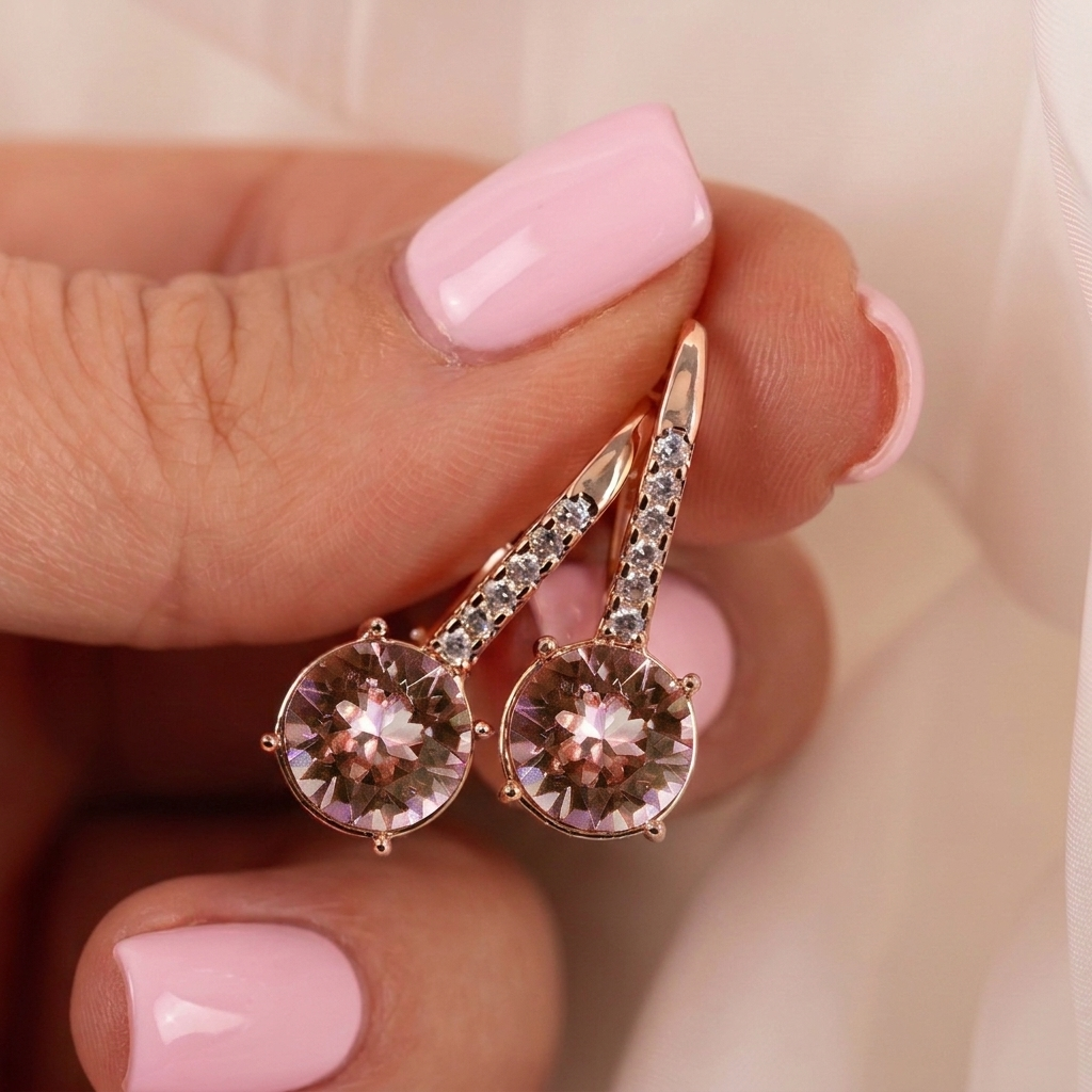 Luxurious stud earrings with crystals.