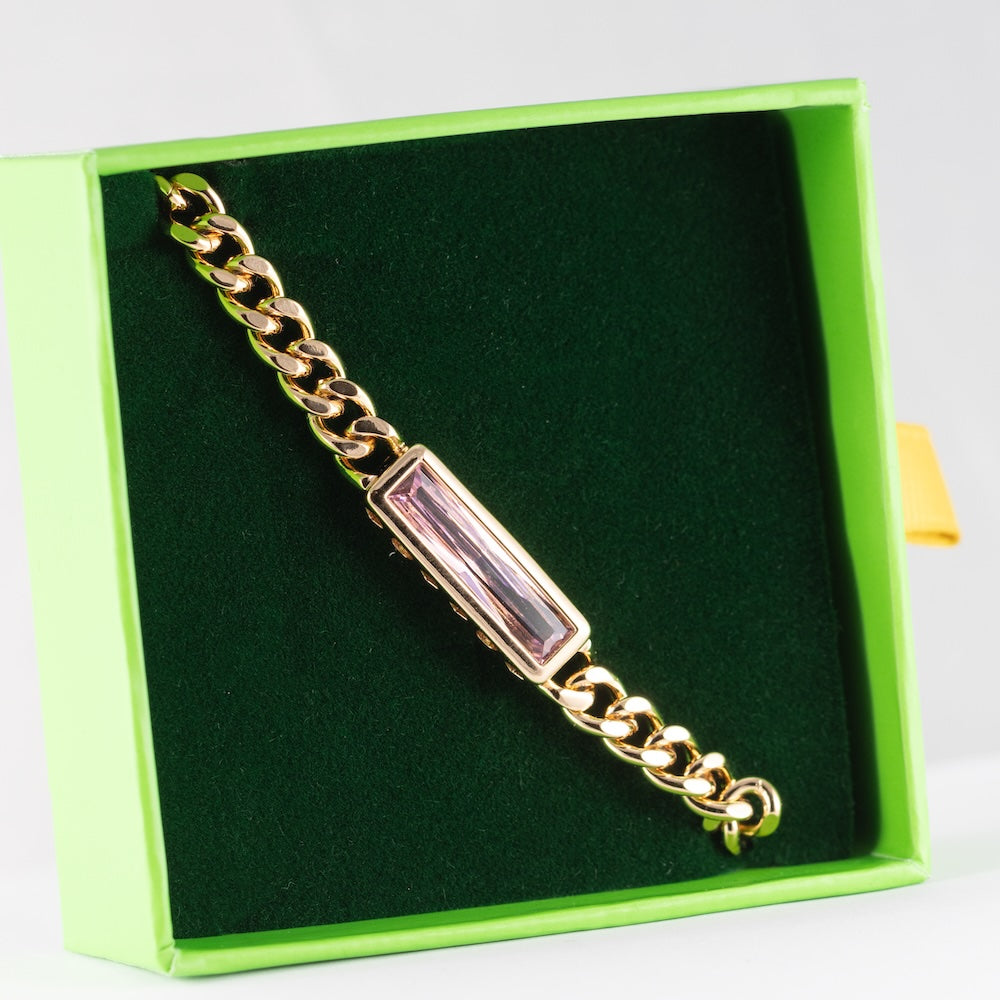 Kristālu un rozā zelta rokas ķēdīte ALMA.