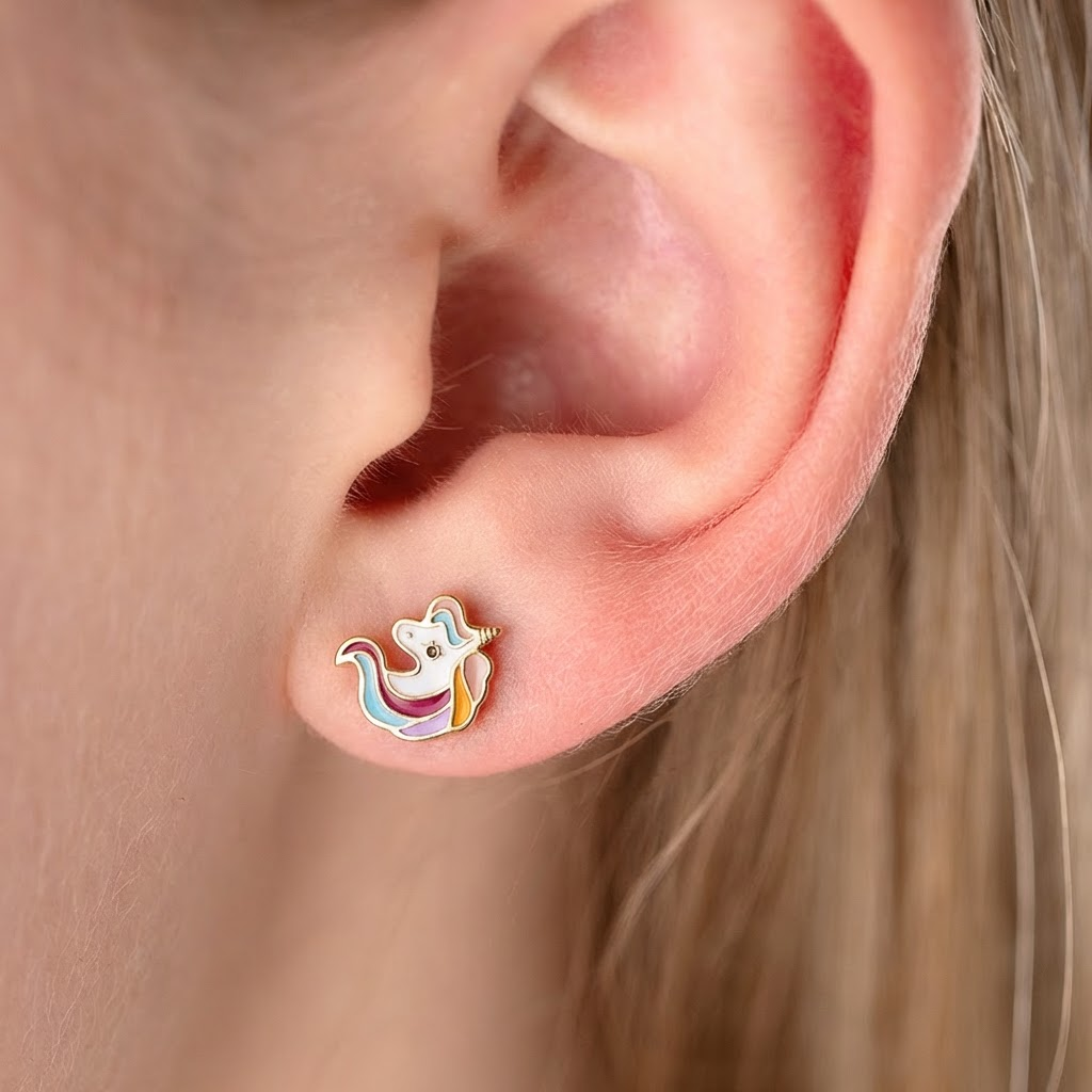 Smalki bērnu auskari zelta apdarē 'VIENRADZIS'