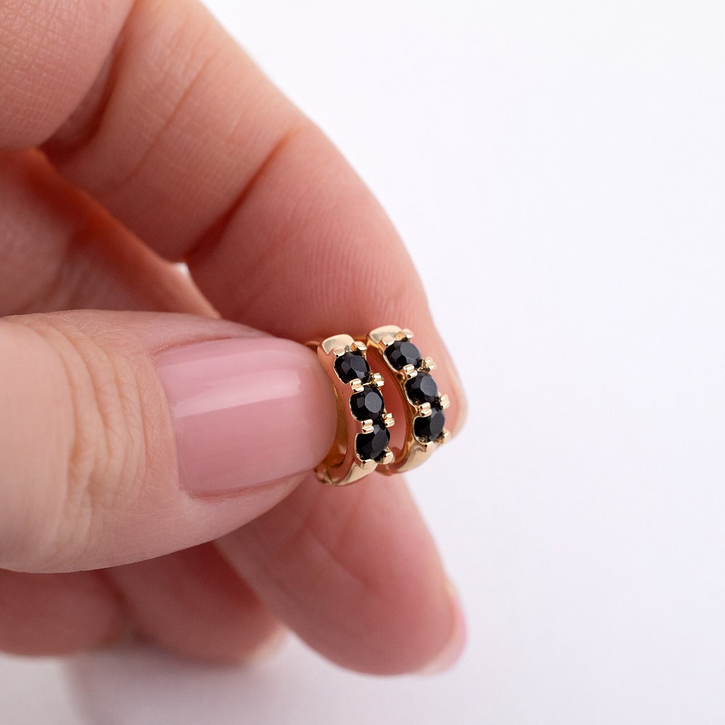 Antialerģiski riņķīšu auskari ar kristāliem 'KEIRA'