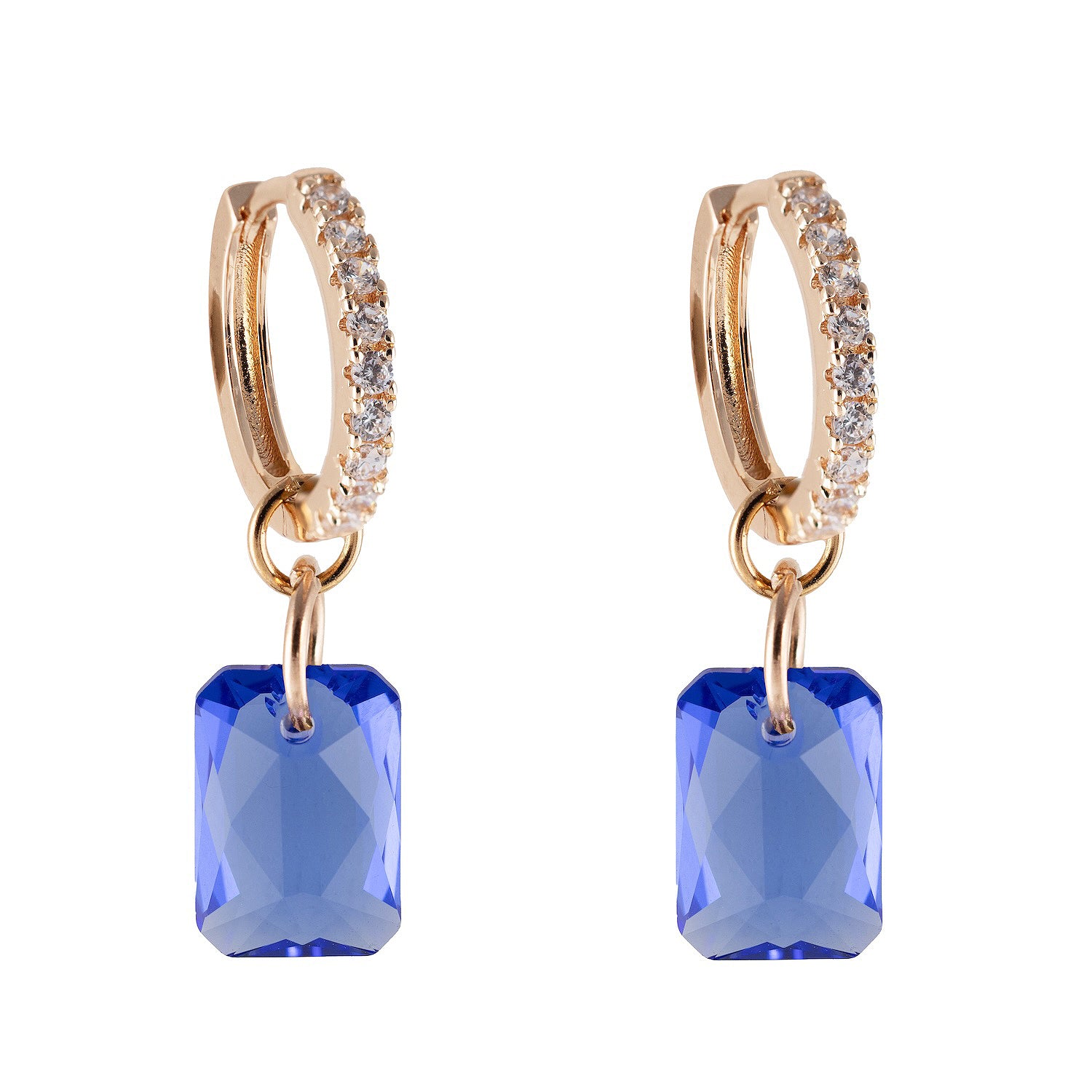 Antialerģiski Taisnstūra auskari transformeri divi vienā zilgani