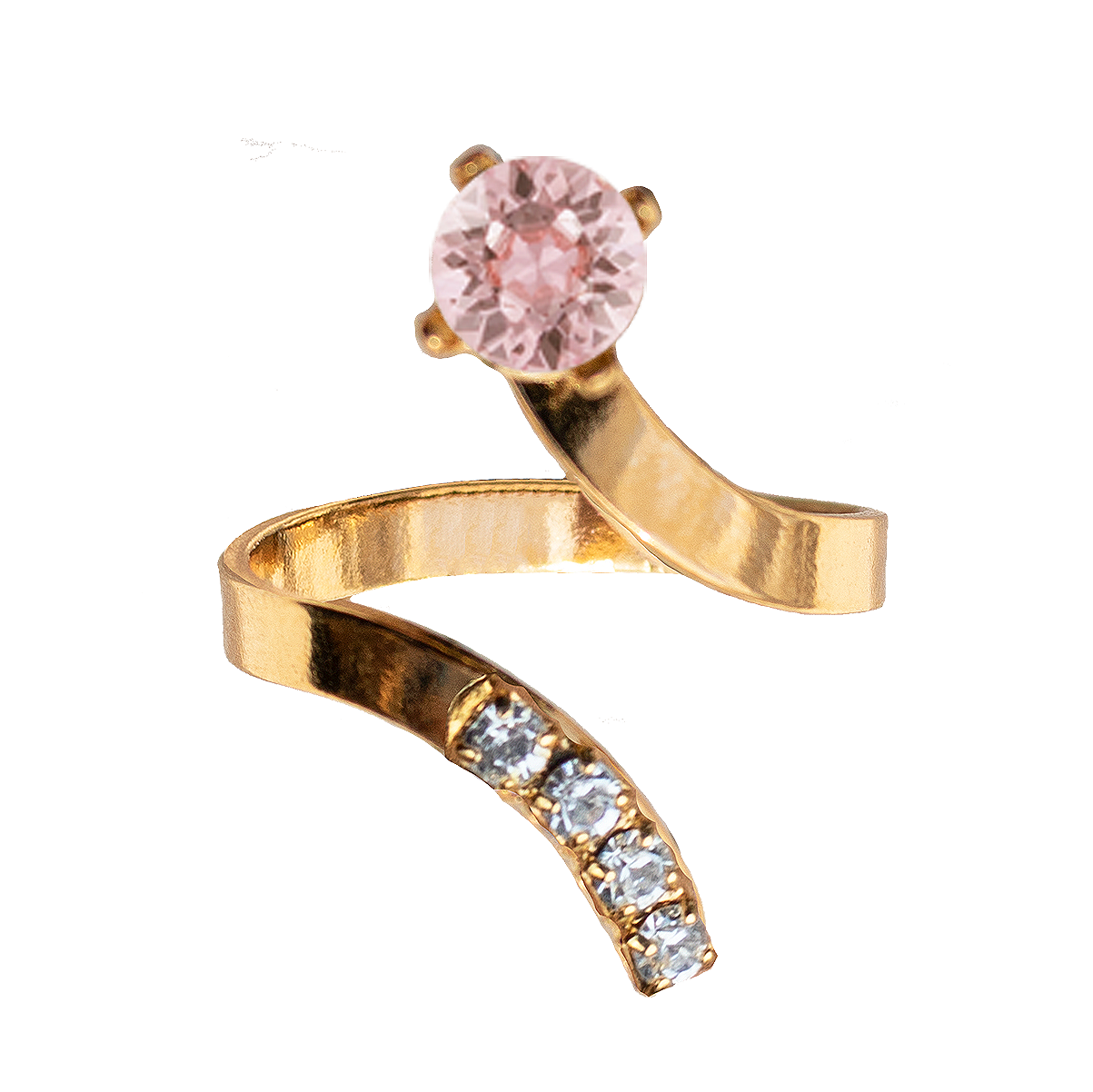 Apzeltīts gredzens ar vintāža rozā kristālu
