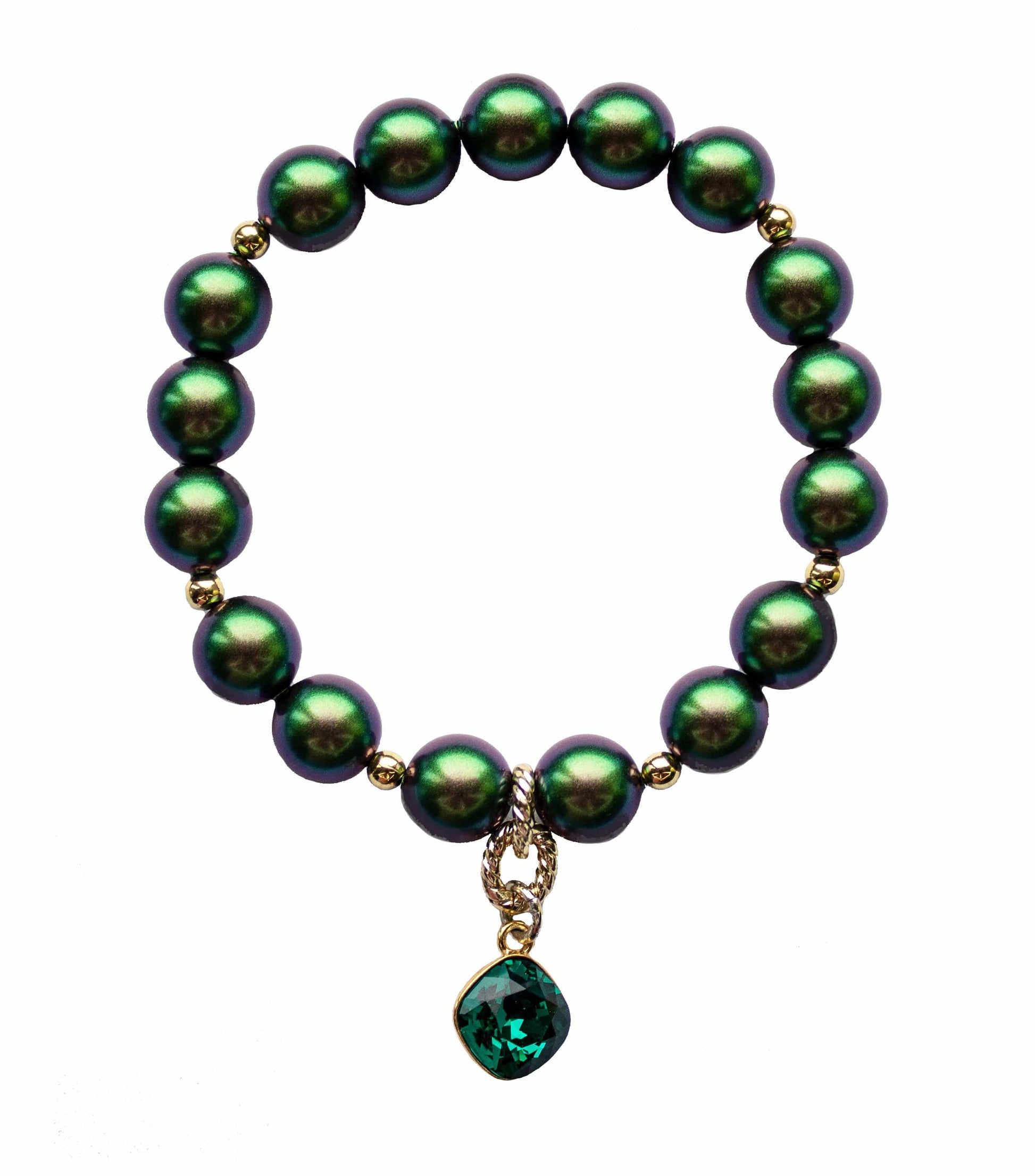 zaļa Swarovski pērļu rokassprādze dāvana sievietei