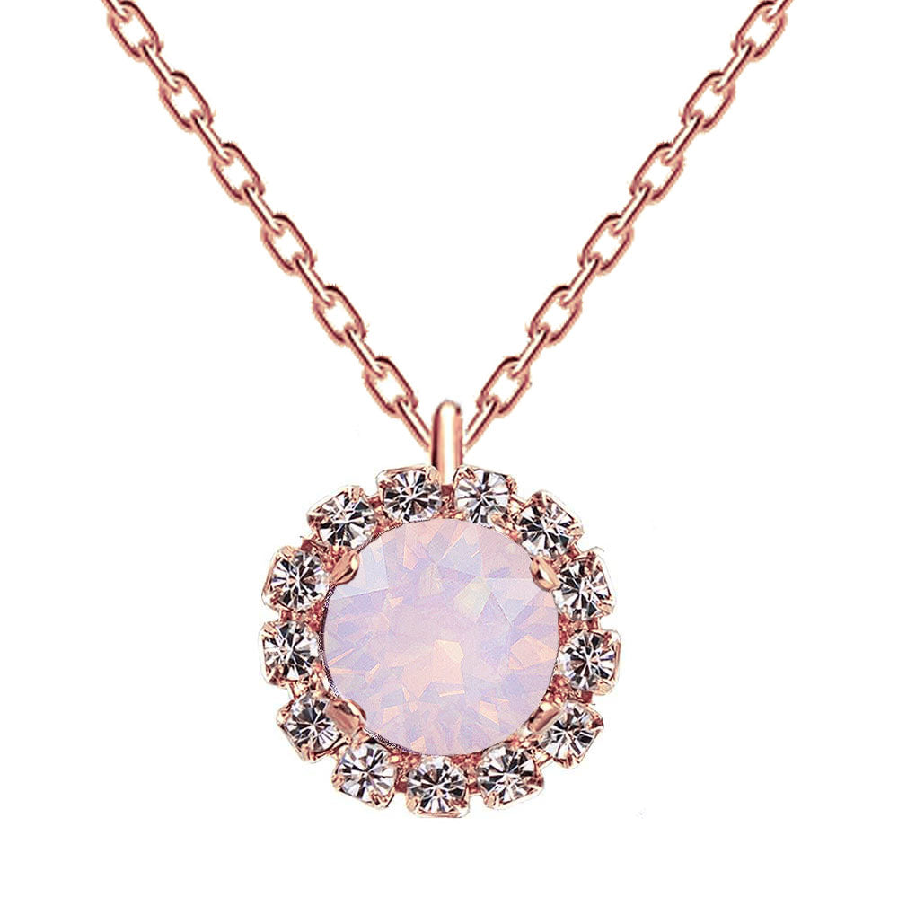 Goldrose Swarovski kaklarota ar apaļu rozā opāla kristālu