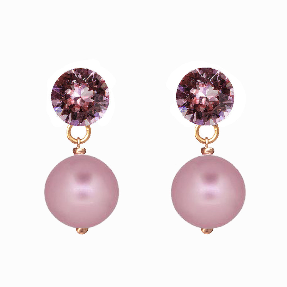 Nagliņauskari ar pērlēm un violēti rozā kristāliem