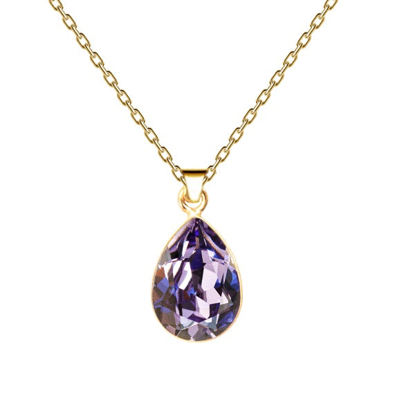 Klasiska Swarovski apzeltīta lāses kaklarota ar  tanzanita kristālu